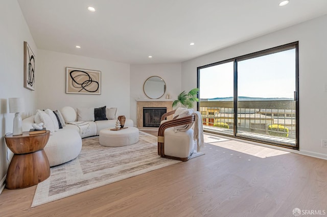 611 Stonegate Dr, South San Francisco, CA 94080 - living area with wood finished floors, recessed lighting, and a glass covered fireplace