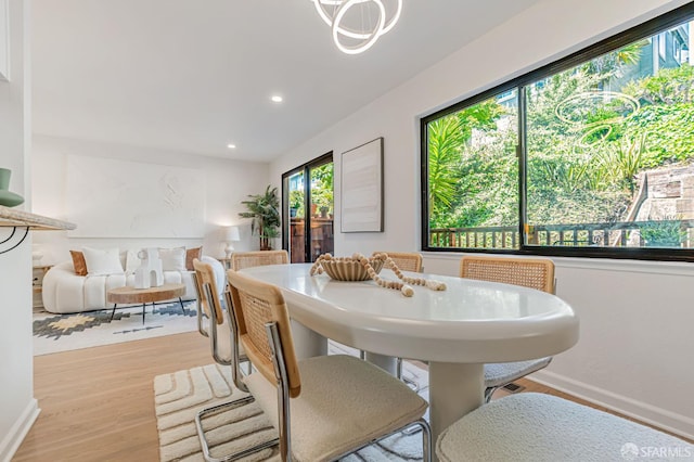 611 Stonegate Dr, South San Francisco, CA 94080 - dining room featuring light wood-type flooring, recessed lighting, and baseboards