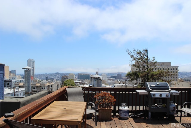 1155 Leavenworth St Unit 7, San Francisco, CA 94109 - wooden deck with grilling area and a view of city