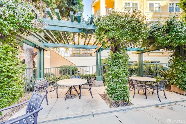 view of patio / terrace featuring a pergola