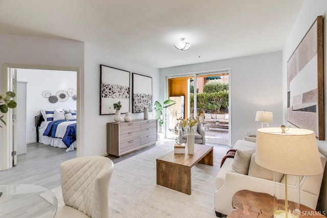 living room with light hardwood / wood-style flooring