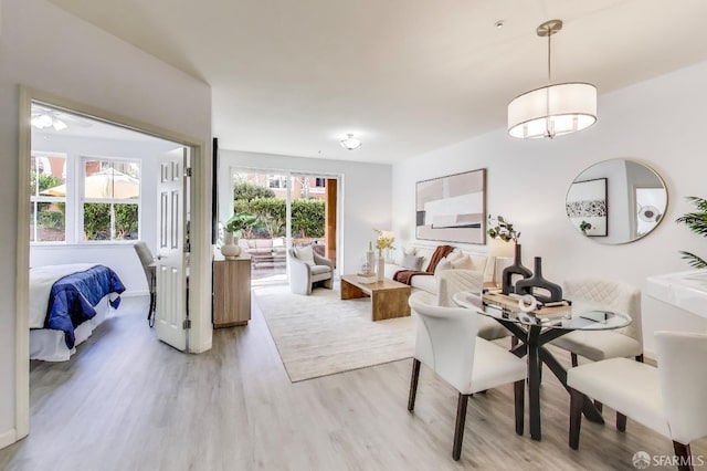 dining area featuring light hardwood / wood-style flooring