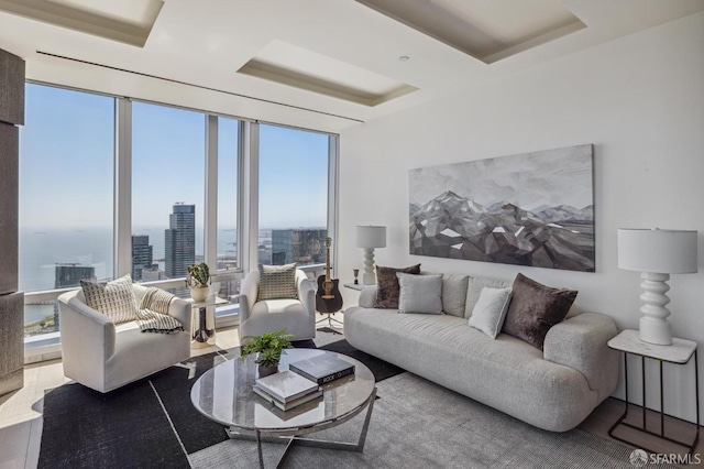 living room with expansive windows