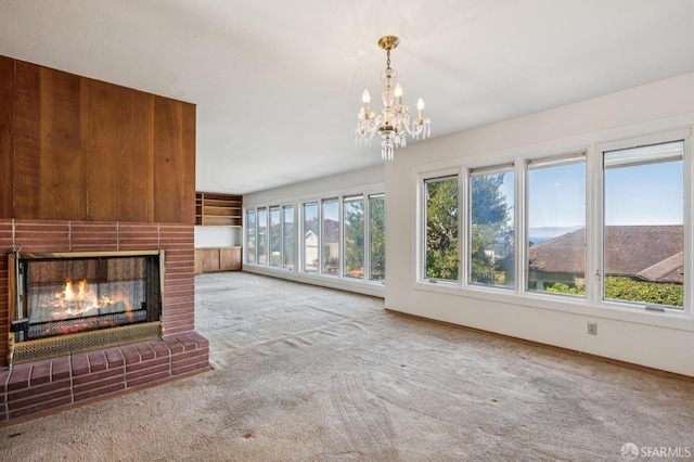 37 San Jacinto Way, San Francisco, CA 94127 - unfurnished living room with a fireplace, carpet floors, and a chandelier