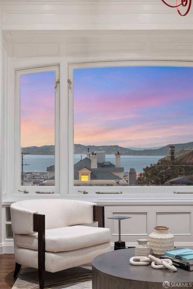 2500 Steiner St Unit 3, San Francisco, CA 94115 - living room featuring a water view, a decorative wall, and wood finished floors