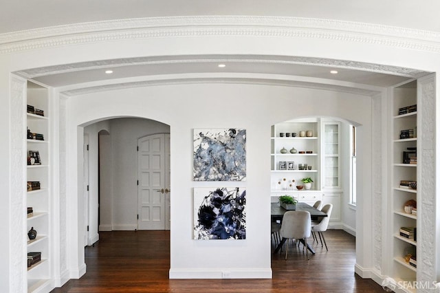 2500 Steiner St Unit 3, San Francisco, CA 94115 - hall with dark wood-type flooring, built in features, and arched walkways