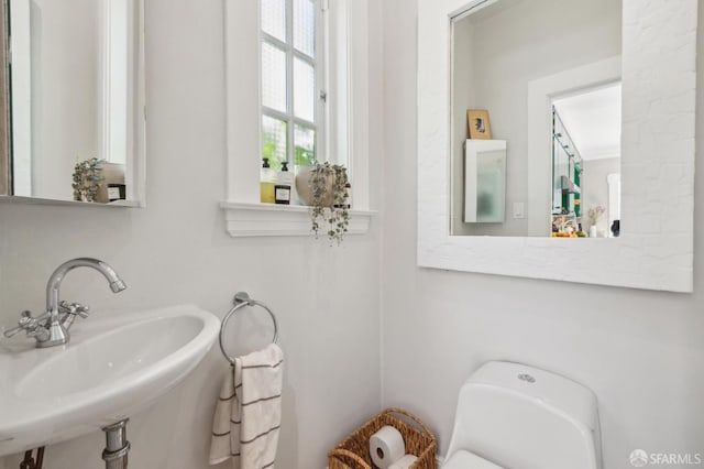 half bathroom featuring toilet and a sink