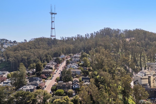 aerial view with a wooded view