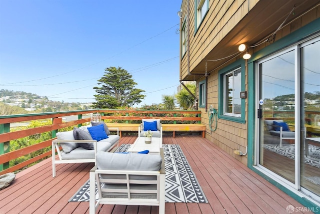deck featuring an outdoor living space