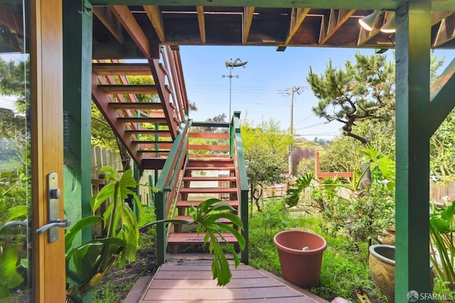 exterior space featuring stairway