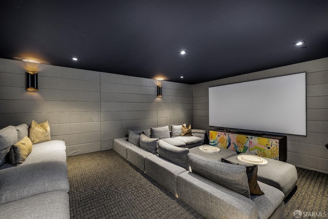 view of carpeted home theater