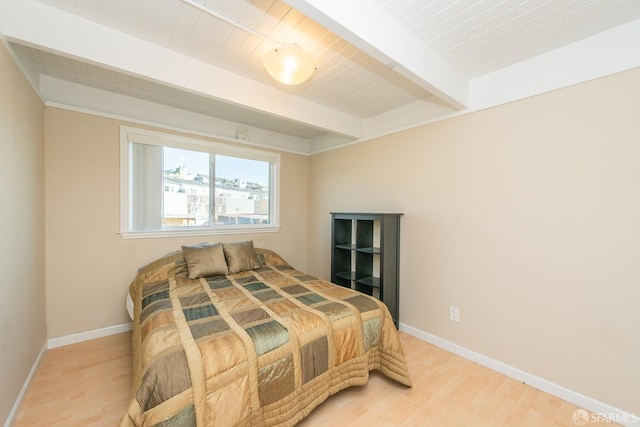 485 A St Unit 25, Daly City, CA 94014 - bedroom with light wood-type flooring, wooden ceiling, and beamed ceiling