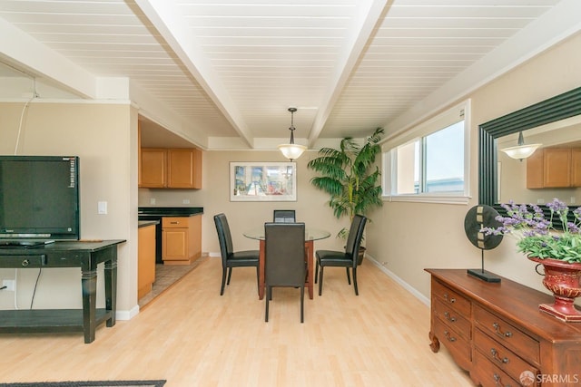 485 A St Unit 25, Daly City, CA 94014 - dining area featuring light hardwood / wood-style floors and beamed ceiling