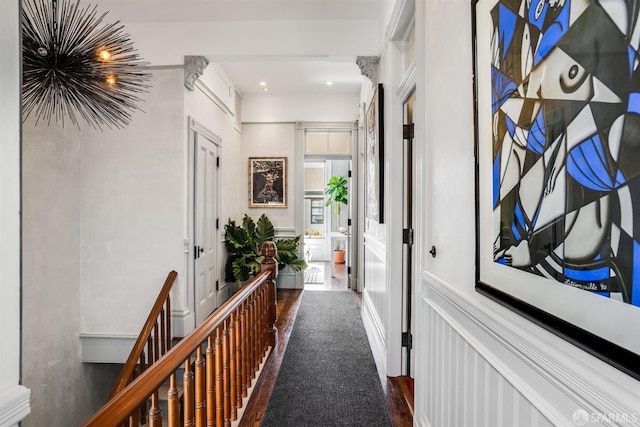 370 Sanchez St, San Francisco, CA 94114 - hall featuring recessed lighting, wood finished floors, and an upstairs landing