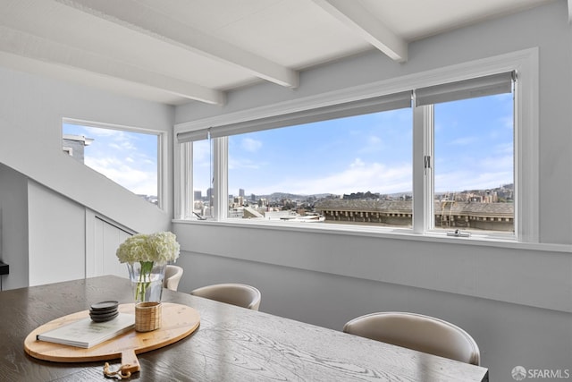 3294 Clay St Unit 6, San Francisco, CA 94123 - dining space with beam ceiling and a city view