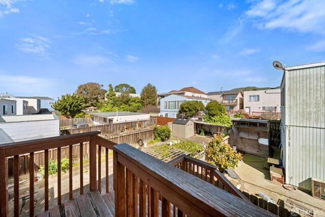 deck with a residential view