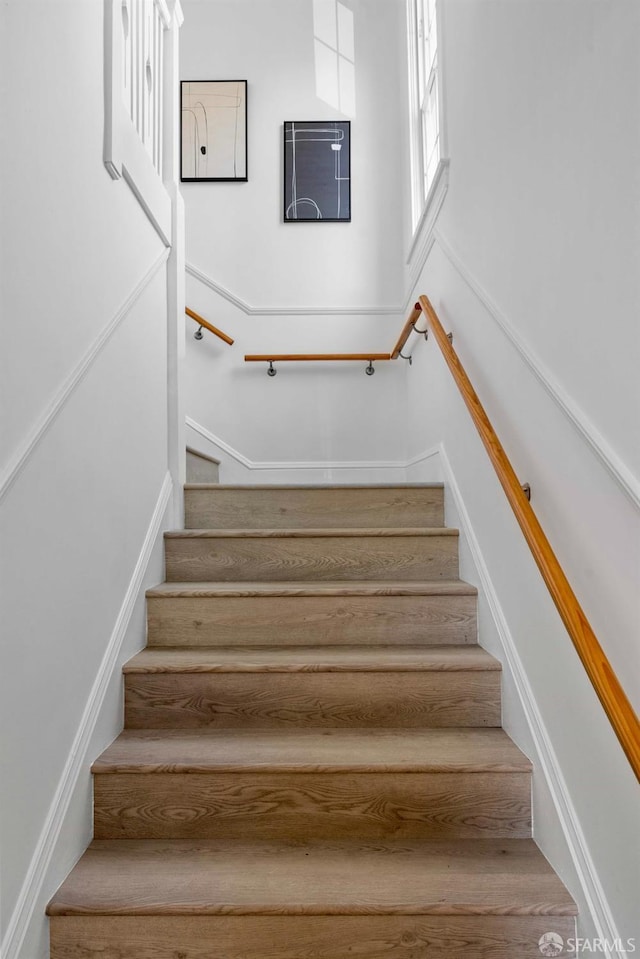 stairs with a high ceiling