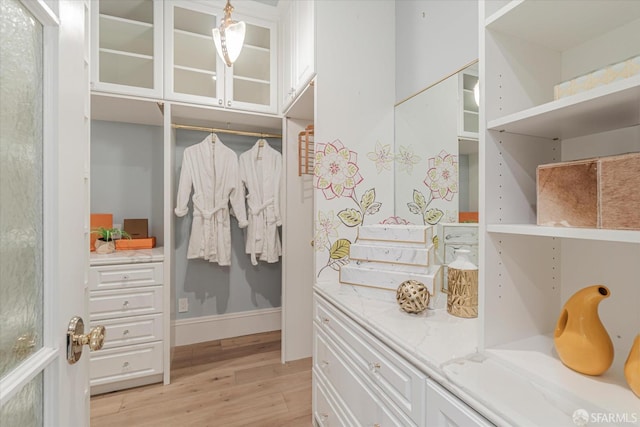 spacious closet featuring light wood-style floors