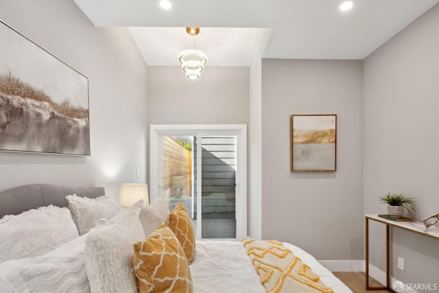 bedroom with wood-type flooring