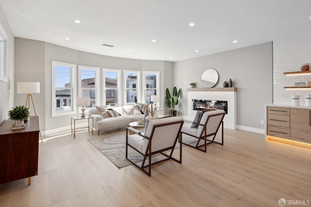 living room featuring light hardwood / wood-style floors