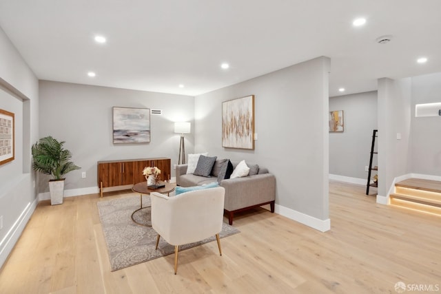 living room with light wood-type flooring