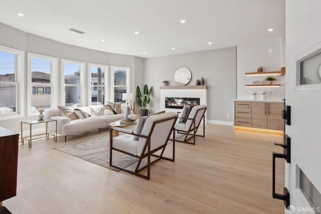 living room featuring light hardwood / wood-style flooring