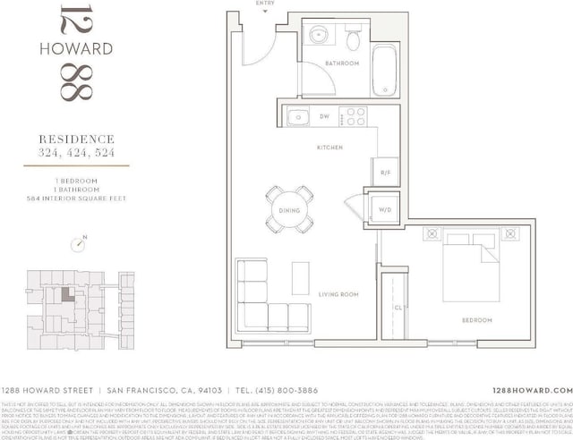1288 Howard St Unit 524, San Francisco, CA 94103 - floor plan