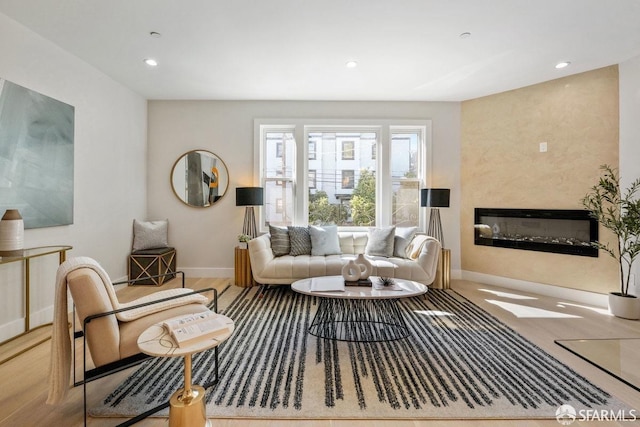 living room with hardwood / wood-style floors