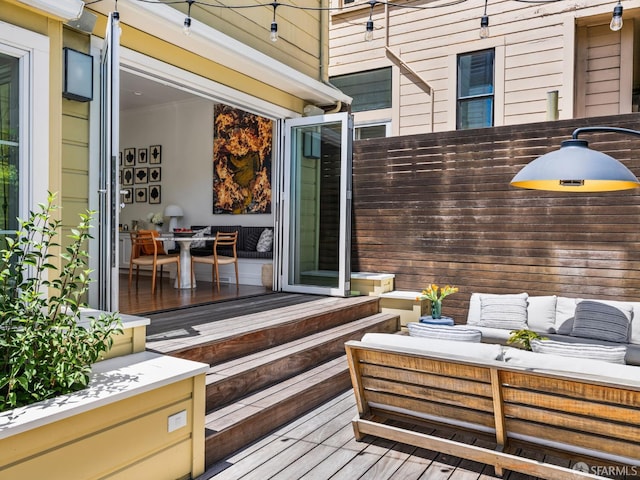 1850 Laguna St, San Francisco, CA 94115 - wooden deck with an outdoor hangout area