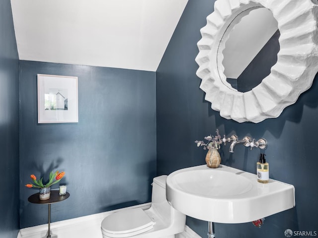 1850 Laguna St, San Francisco, CA 94115 - bathroom with a sink, vaulted ceiling, and toilet
