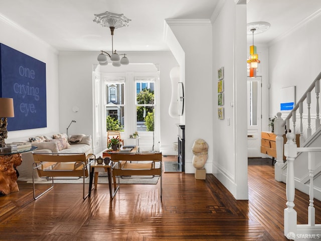 1850 Laguna St, San Francisco, CA 94115 - dining room featuring stairway and crown molding