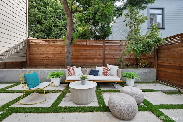 1935-1937 Greenwich St, San Francisco, CA 94123 - view of patio / terrace featuring outdoor lounge area and fence
