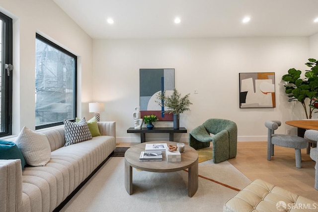 1935-1937 Greenwich St, San Francisco, CA 94123 - living room with recessed lighting, light wood-style flooring, and baseboards