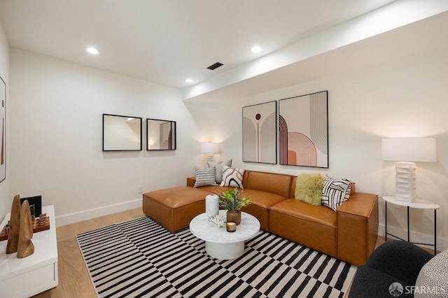 1935-1937 Greenwich St, San Francisco, CA 94123 - living room featuring baseboards, light wood-type flooring, visible vents, and recessed lighting