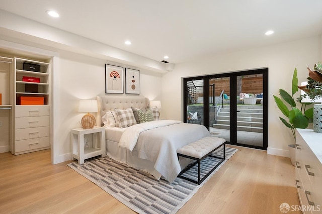 1935-1937 Greenwich St, San Francisco, CA 94123 - bedroom featuring light wood-type flooring, access to exterior, baseboards, and recessed lighting