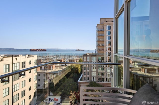 balcony with a water view