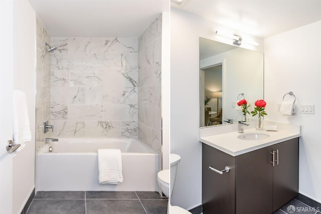 1288 Howard St Unit 418, San Francisco, CA 94103 - bathroom featuring bathtub / shower combination, vanity, toilet, and tile patterned flooring