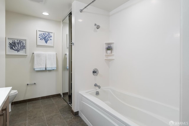 72 Townsend St Unit 302, San Francisco, CA 94107 - full bath with baseboards, vanity, bathing tub / shower combination, recessed lighting, and toilet