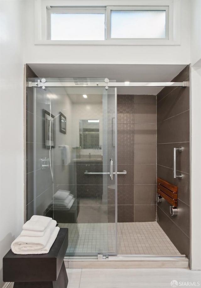 bathroom featuring walk in shower