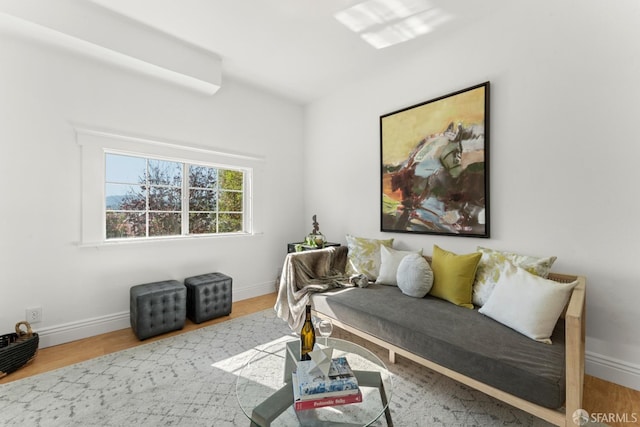 living room with light wood-type flooring