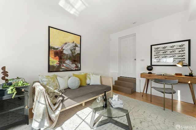 living room with hardwood / wood-style flooring