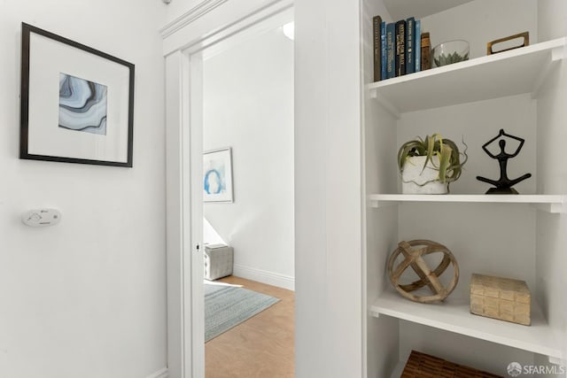 corridor featuring wood-type flooring