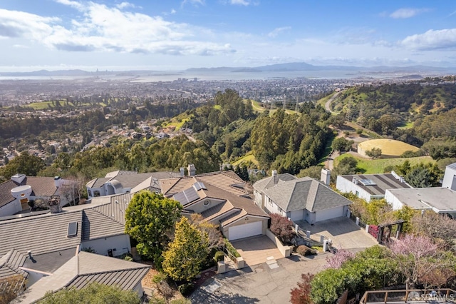 birds eye view of property with a residential view