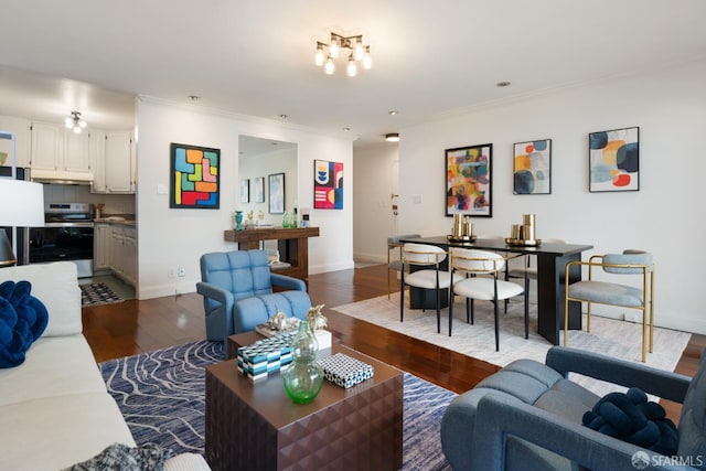 1520 Ofarrell St Unit 4, San Francisco, CA 94115 - living room featuring dark wood-type flooring and crown molding
