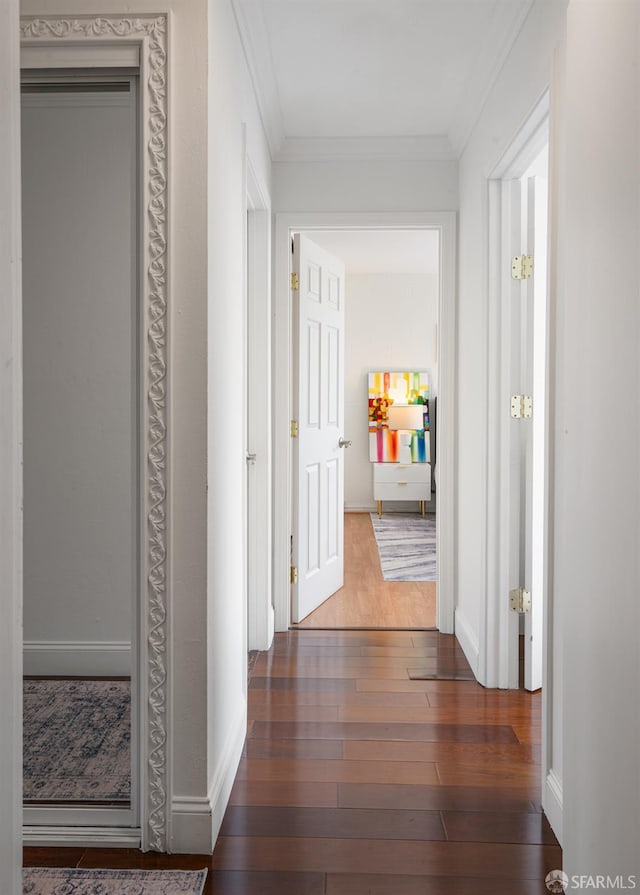 1520 Ofarrell St Unit 4, San Francisco, CA 94115 - corridor with hardwood / wood-style flooring and ornamental molding