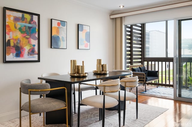 1520 Ofarrell St Unit 4, San Francisco, CA 94115 - dining area with wood finished floors and crown molding