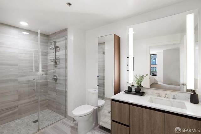 318 Main St Unit 4E, San Francisco, CA 94105 - full bathroom featuring ensuite bathroom, vanity, a shower stall, and recessed lighting