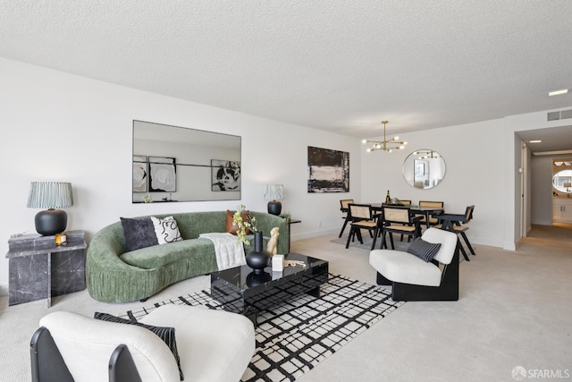 855 La Playa St Unit 360, San Francisco, CA 94121 - carpeted living area featuring a chandelier and a textured ceiling