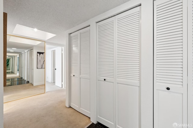 855 La Playa St Unit 360, San Francisco, CA 94121 - corridor with light carpet, a textured ceiling, and a skylight