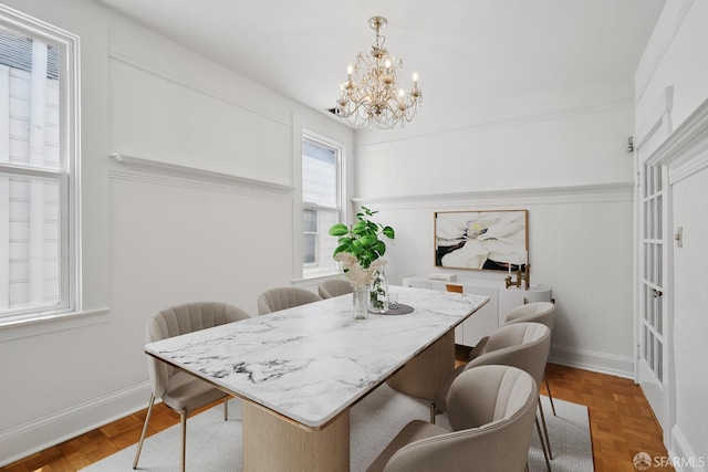 3046-3048 Polk St, San Francisco, CA 94109 - dining space with a chandelier and baseboards